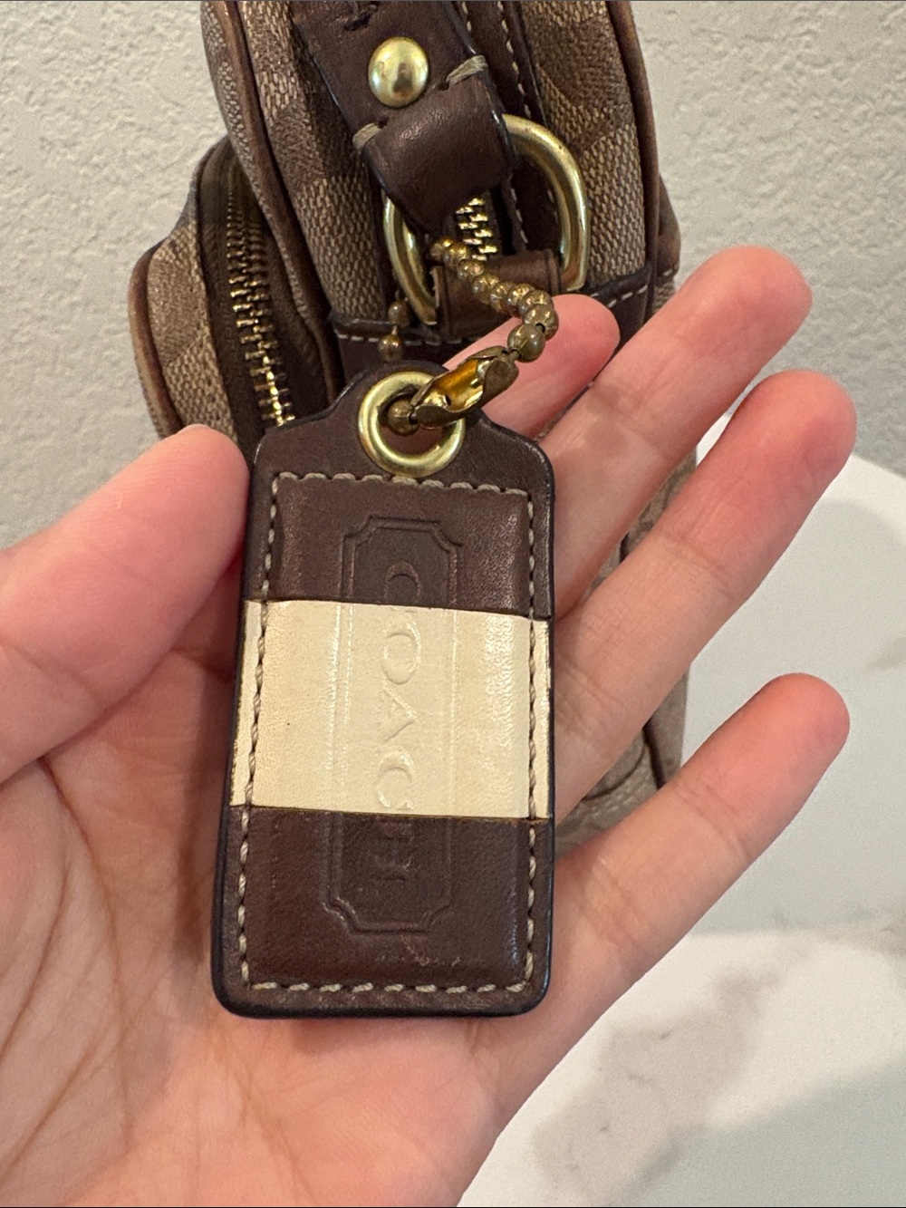 Coach Brown Signature Leather Messenger Crossbody with Stripes - Picture 4 of 14